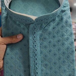 Teal Embroidered Kurta